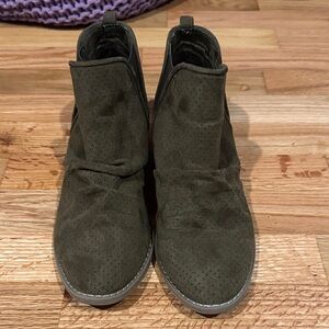 Suede Dark Olive Ankle Boots